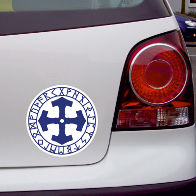 Mjlnir im Kreis mit Runen C Aufkleber gedruckt - Ansicht 4