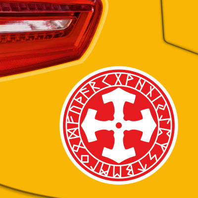 Mjlnir im Kreis mit Runen D Aufkleber gedruckt - Ansicht 3