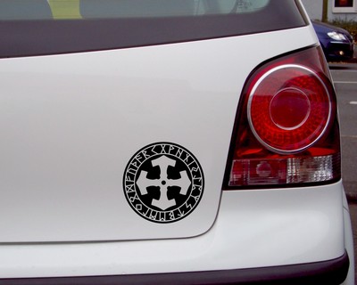 Aufkleber Mjlnir im Kreis mit Runen D - Ansicht 2