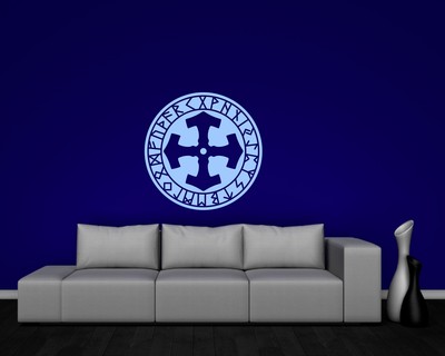 Wandtattoo Mjlnir im Kreis mit Runen D - Ansicht 3