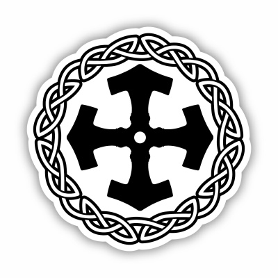 Mjlnir im Kreis mit Knoten A Aufkleber gedruckt