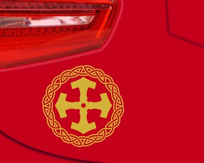 Aufkleber Mjlnir im Kreis mit Knoten A - Ansicht 3
