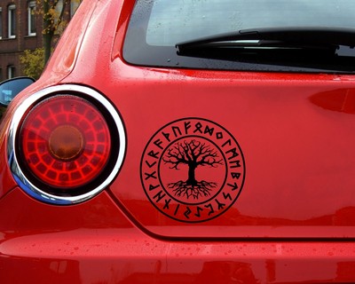 Aufkleber Yggdrasil mit Runen A - Ansicht 2