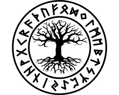 Aufkleber Yggdrasil mit Runen A