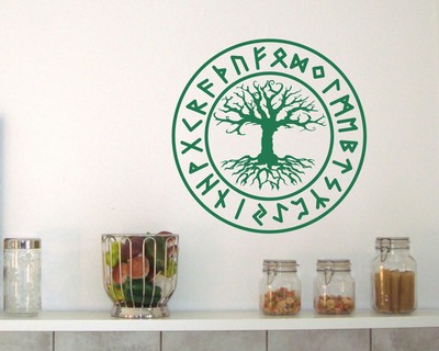 Wandtattoo Yggdrasil mit Runen A - Ansicht 2