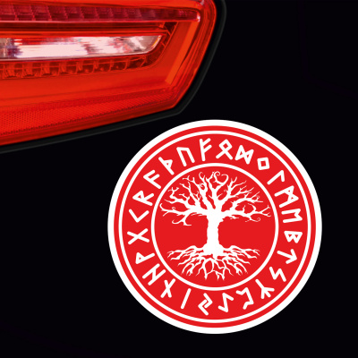 Yggdrasil mit Runen B Aufkleber gedruckt - Ansicht 3