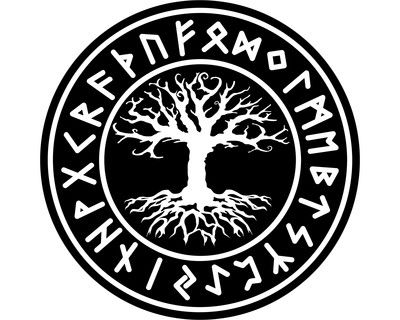 Aufkleber Yggdrasil mit Runen B