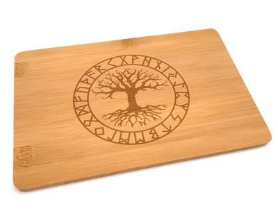 Frhstcksbrettchen mit Yggdrasil Runen Gravur