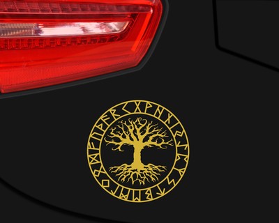 Aufkleber Yggdrasil mit Runen C - Ansicht 3