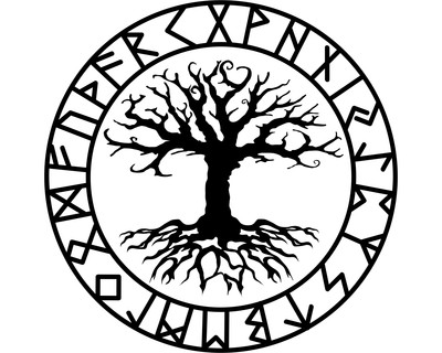 Aufkleber Yggdrasil mit Runen C