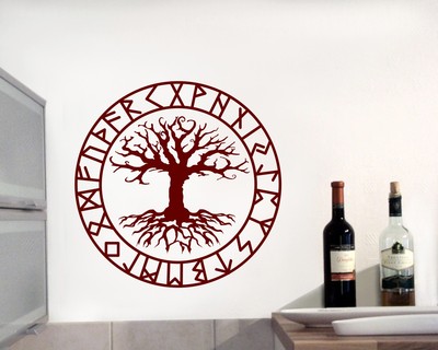 Wandtattoo Yggdrasil mit Runen C - Ansicht 2
