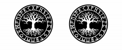 Tasse mit dem Motiv Yggdrasil mit Runen B - Ansicht 2