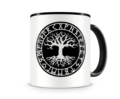 Tasse mit dem Motiv Yggdrasil mit Runen B