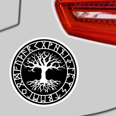 Yggdrasil mit Runen D Aufkleber gedruckt - Ansicht 2