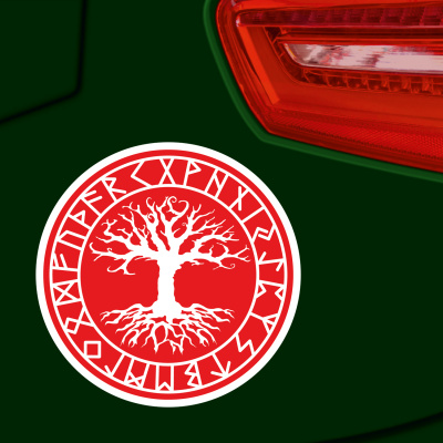 Yggdrasil mit Runen D Aufkleber gedruckt - Ansicht 3