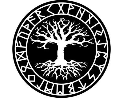 Aufkleber Yggdrasil mit Runen D