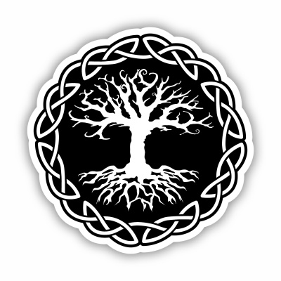 Yggdrasil mit Knoten B Aufkleber gedruckt