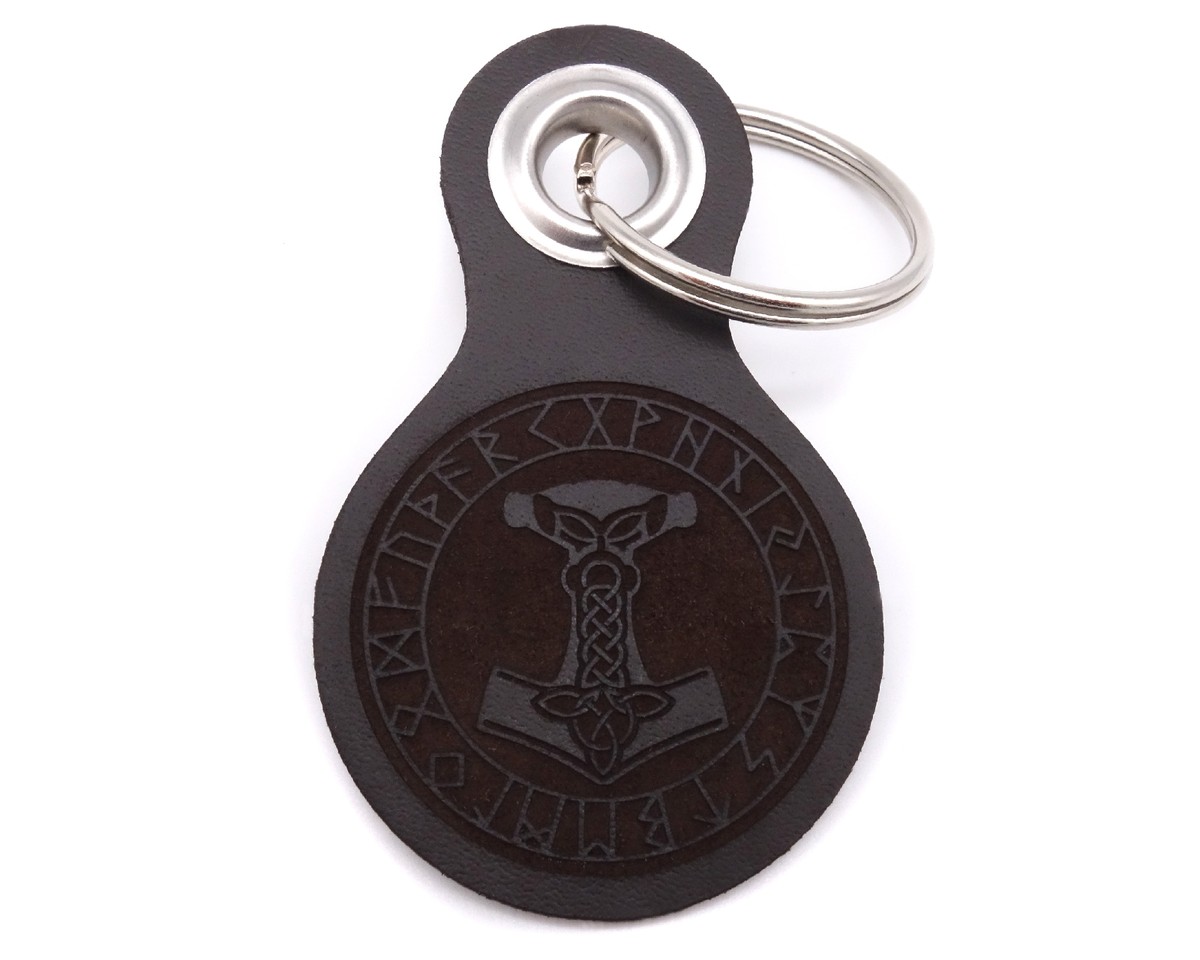 Leder Schlsselanhnger mit verschiedenen Motiven  Modellnummer 003459-082-997  dunkel braun/graviert