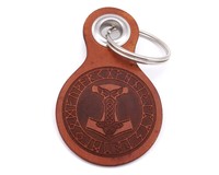 Schlsselanhnger Mjlnir mit Runen Schlsselanhnger Modellnummer  cognac braun/graviert