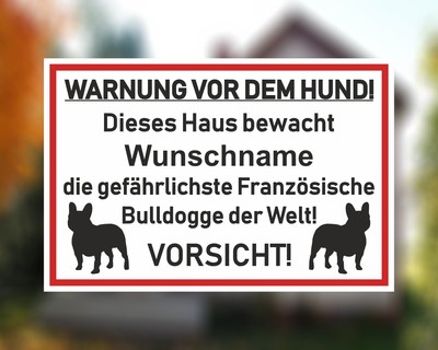 Aufkleber Franzsische Bulldogge Warnung Aufkleber