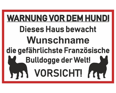 Aufkleber Franzsische Bulldogge Warnung Aufkleber