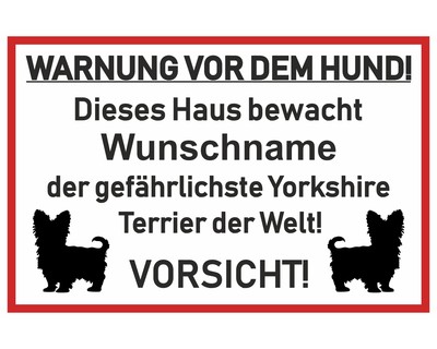 Aufkleber Yorkshire Terrier Warnung Aufkleber