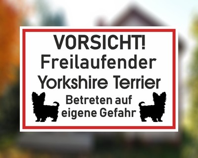 Aufkleber Vorsicht Yorkshire Terrier