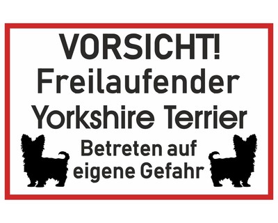 Aufkleber Vorsicht Yorkshire Terrier