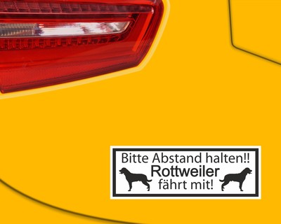 Aufkleber Rottweiler fhrt mit Aufkleber