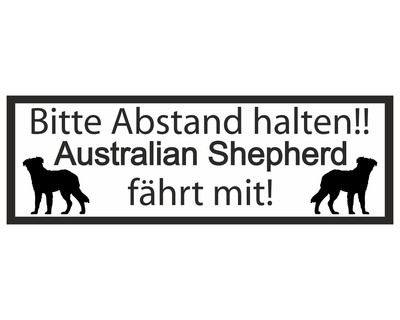 Aufkleber Australian Shepherd fhrt mit Aufkleber