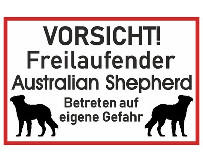 Aufkleber Vorsicht Australian Shepherd - Ansicht 1