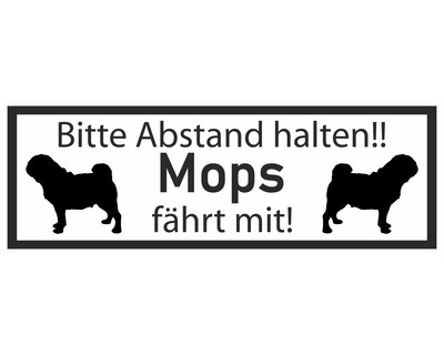 Aufkleber Mops fhrt mit