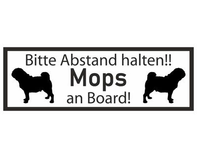 Aufkleber Mops an Board