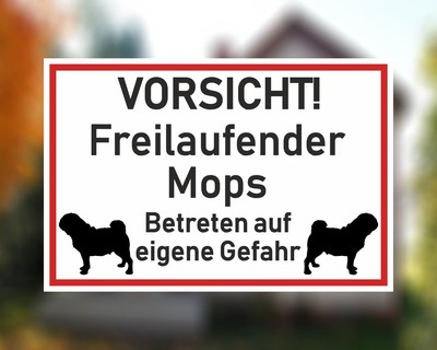 Aufkleber Vorsicht Mops