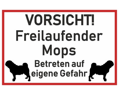 Aufkleber Vorsicht Mops