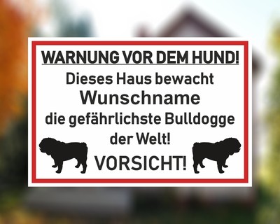 Aufkleber Bulldogge Warnung