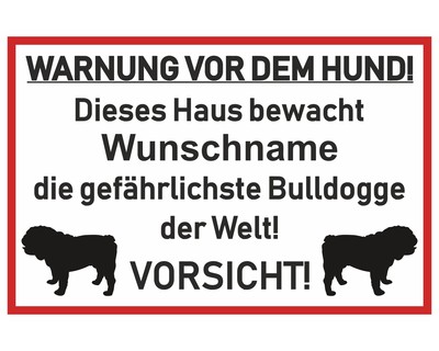 Aufkleber Bulldogge Warnung