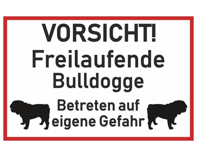 Aufkleber Vorsicht Bulldogge