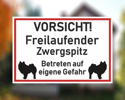 Aufkleber Vorsicht Zwergspitz