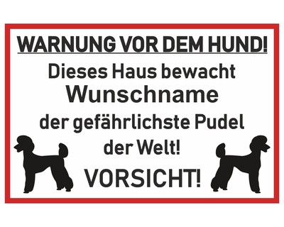 Aufkleber Pudel Warnung Aufkleber