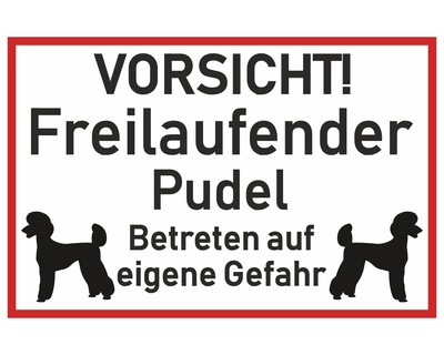 Aufkleber Vorsicht Pudel