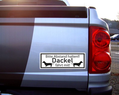 Aufkleber Dackel fhrt mit