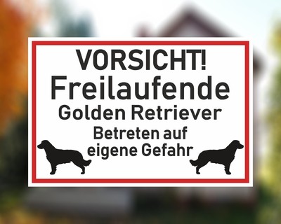 Aufkleber Vorsicht Golden Retriever