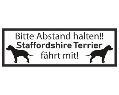 Aufkleber Staffordshire Terrier fhrt mit Aufkleber