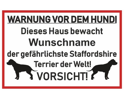 Aufkleber Staffordshire Terrier Warnung