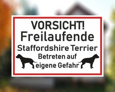 Aufkleber Vorsicht Staffordshire Terrier