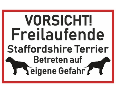 Aufkleber Vorsicht Staffordshire Terrier Aufkleber