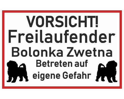 Aufkleber Vorsicht Bolonka Zwetna