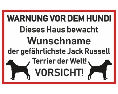 Aufkleber Jack Russell Terrier Warnung
