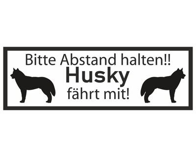 Aufkleber Husky fhrt mit Aufkleber